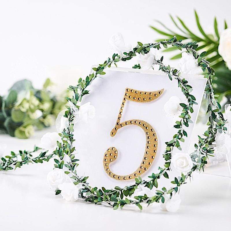 6 in Number Gold Self-Adhesive Rhinestones Gems Sticker