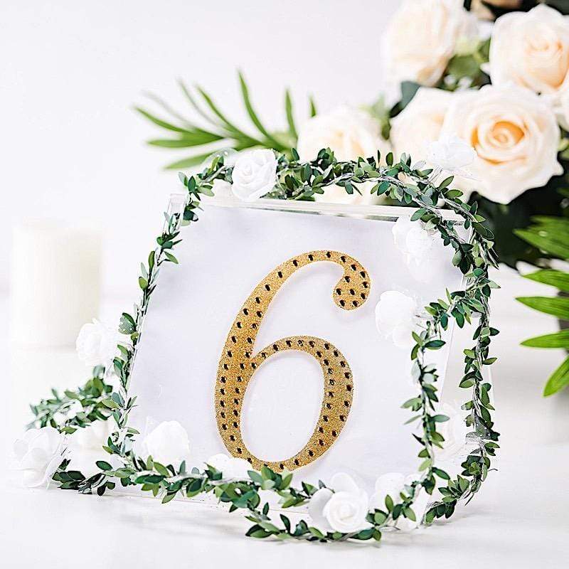 6 in Number Gold Self-Adhesive Rhinestones Gems Sticker