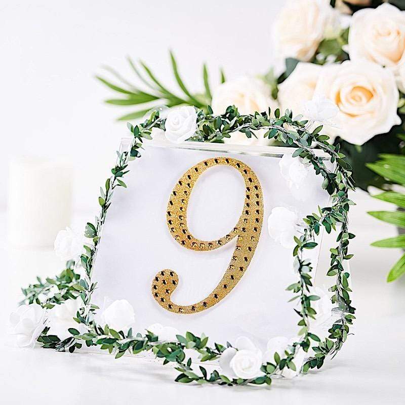 6 in Number Gold Self-Adhesive Rhinestones Gems Sticker