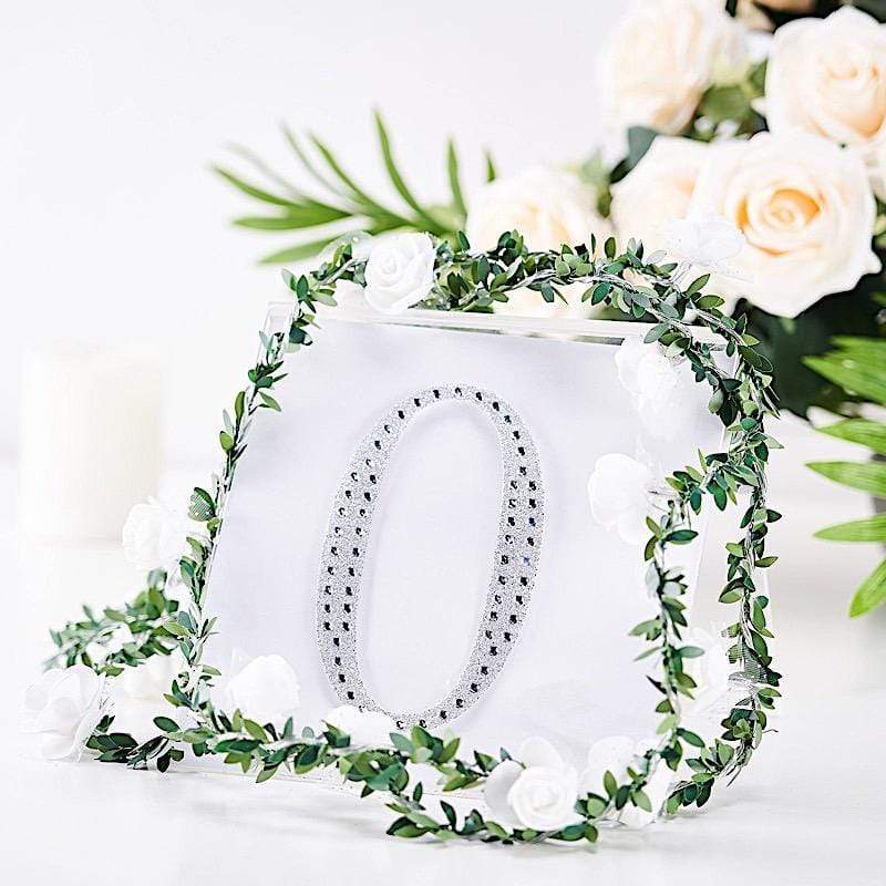 6 in Number Silver Self-Adhesive Rhinestones Gems Sticker