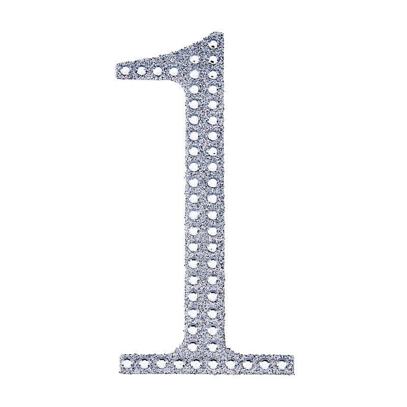 6 in Number Silver Self-Adhesive Rhinestones Gems Sticker