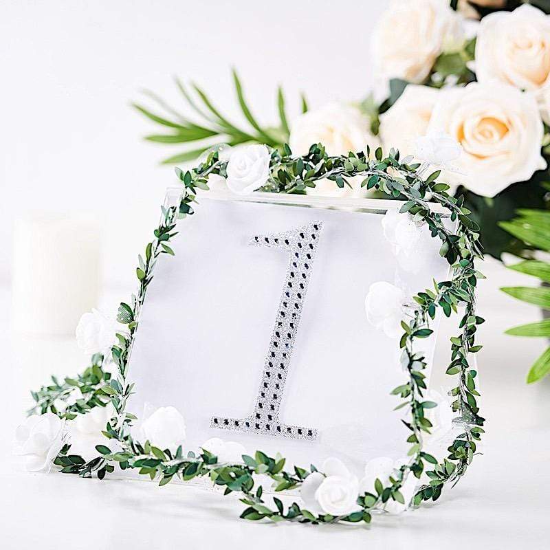6 in Number Silver Self-Adhesive Rhinestones Gems Sticker