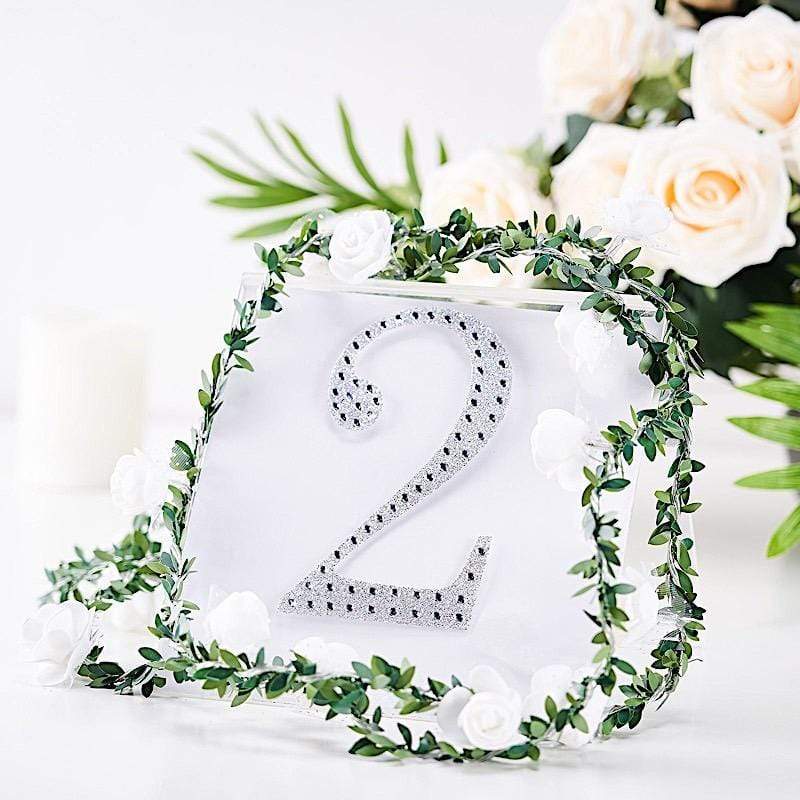 6 in Number Silver Self-Adhesive Rhinestones Gems Sticker