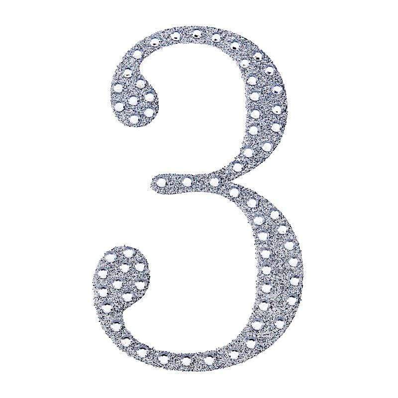 6 in Number Silver Self-Adhesive Rhinestones Gems Sticker