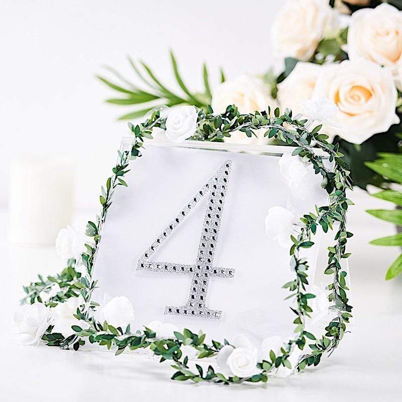 6 in Number Silver Self-Adhesive Rhinestones Gems Sticker