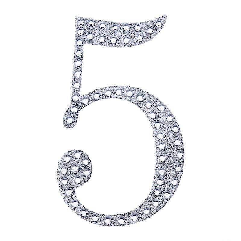 6 in Number Silver Self-Adhesive Rhinestones Gems Sticker