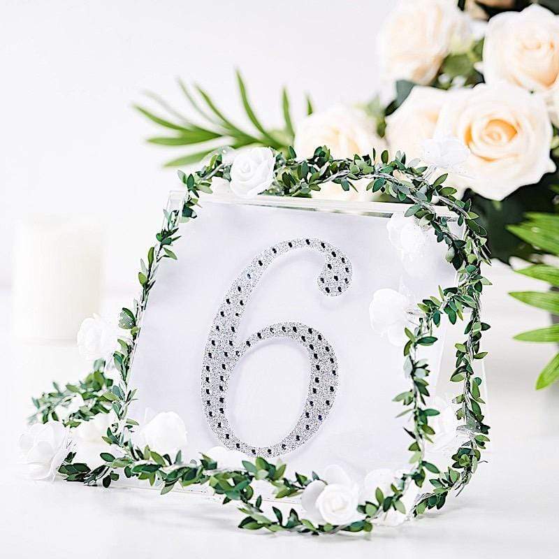 6 in Number Silver Self-Adhesive Rhinestones Gems Sticker