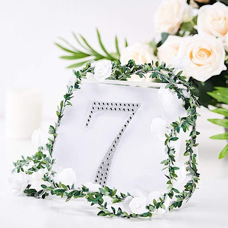 6 in Number Silver Self-Adhesive Rhinestones Gems Sticker