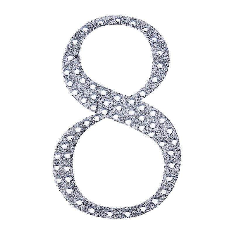 6 in Number Silver Self-Adhesive Rhinestones Gems Sticker