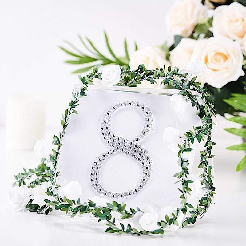 6 in Number Silver Self-Adhesive Rhinestones Gems Sticker