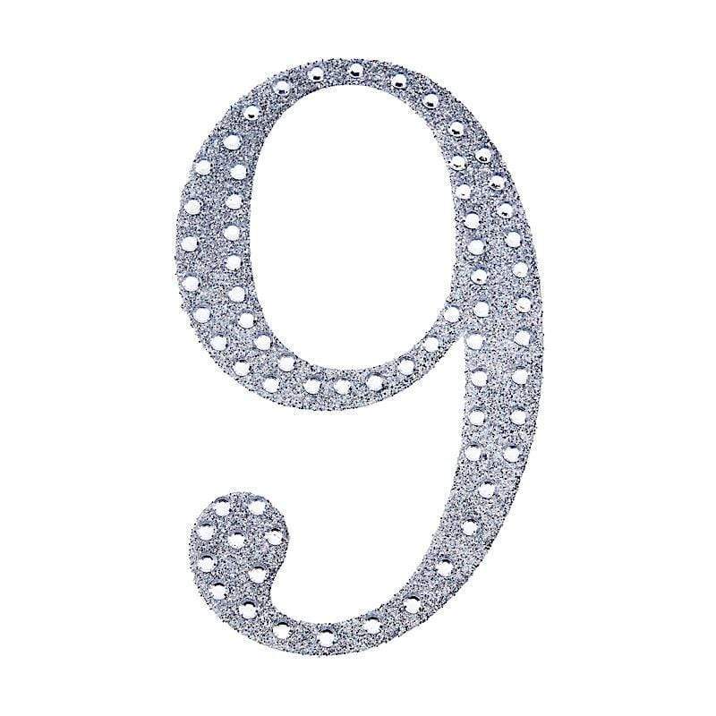 6 in Number Silver Self-Adhesive Rhinestones Gems Sticker