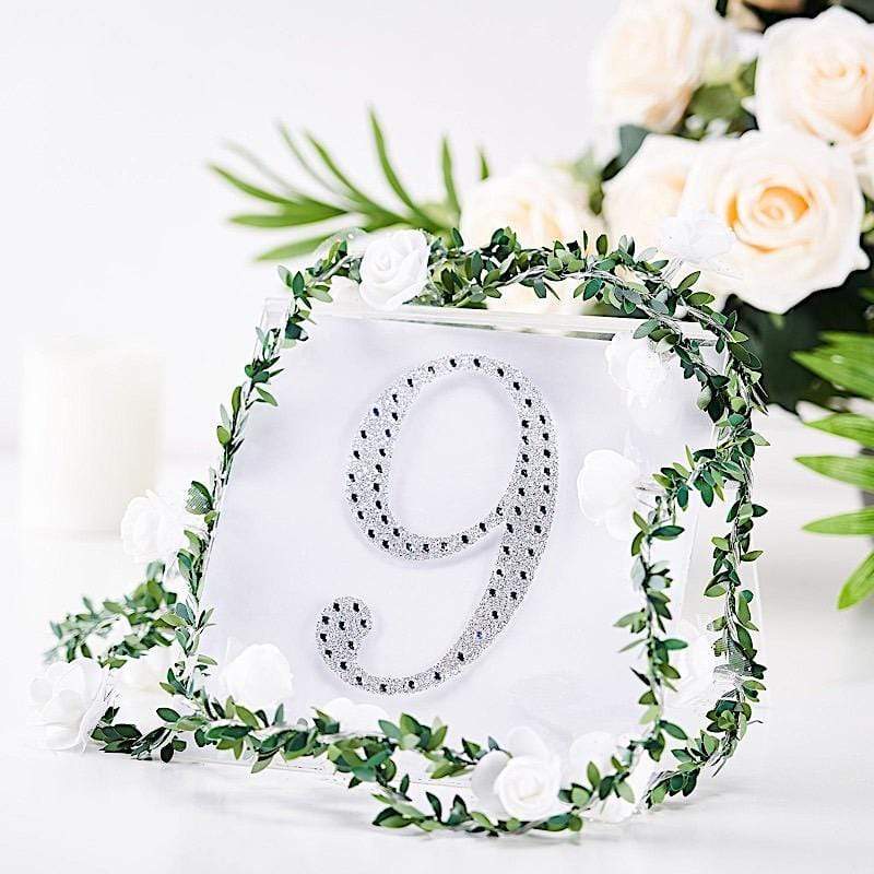 6 in Number Silver Self-Adhesive Rhinestones Gems Sticker
