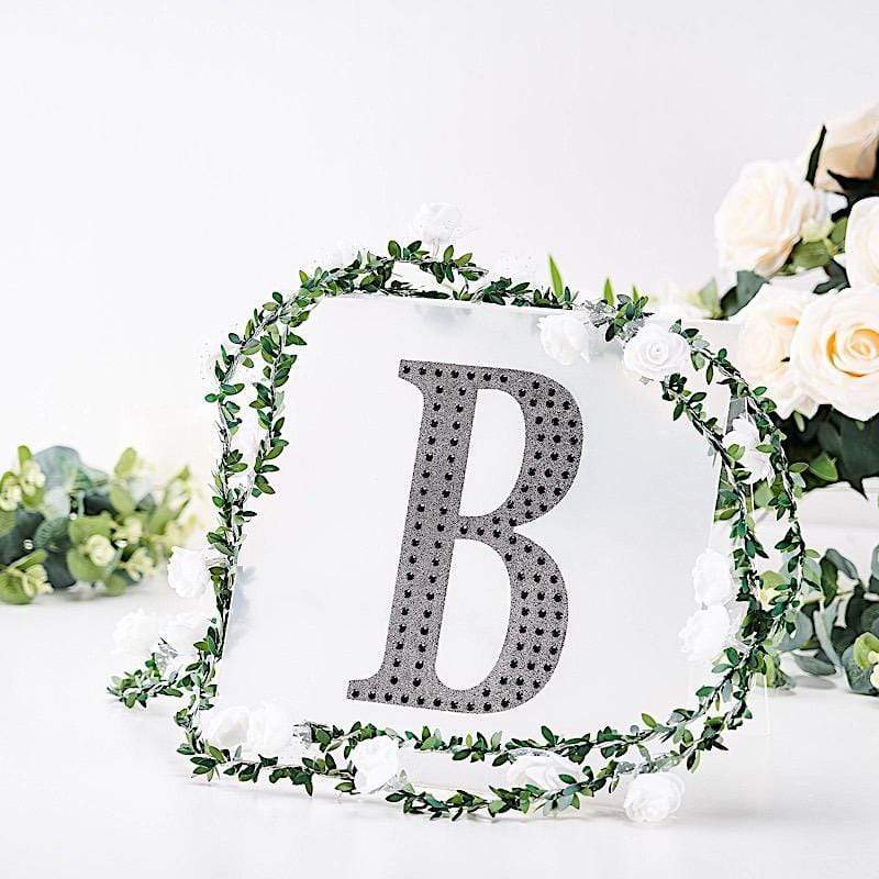 8 in Letter Black Self-Adhesive Rhinestones Gems Sticker