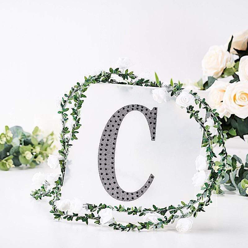 8 in Letter Black Self-Adhesive Rhinestones Gems Sticker