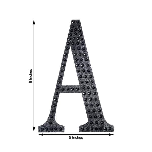 8 in Letter Black Self-Adhesive Rhinestones Gems Sticker