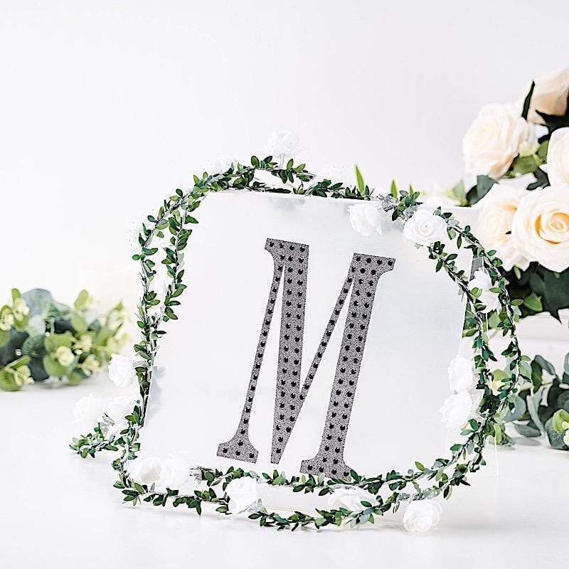 8 in Letter Black Self-Adhesive Rhinestones Gems Sticker