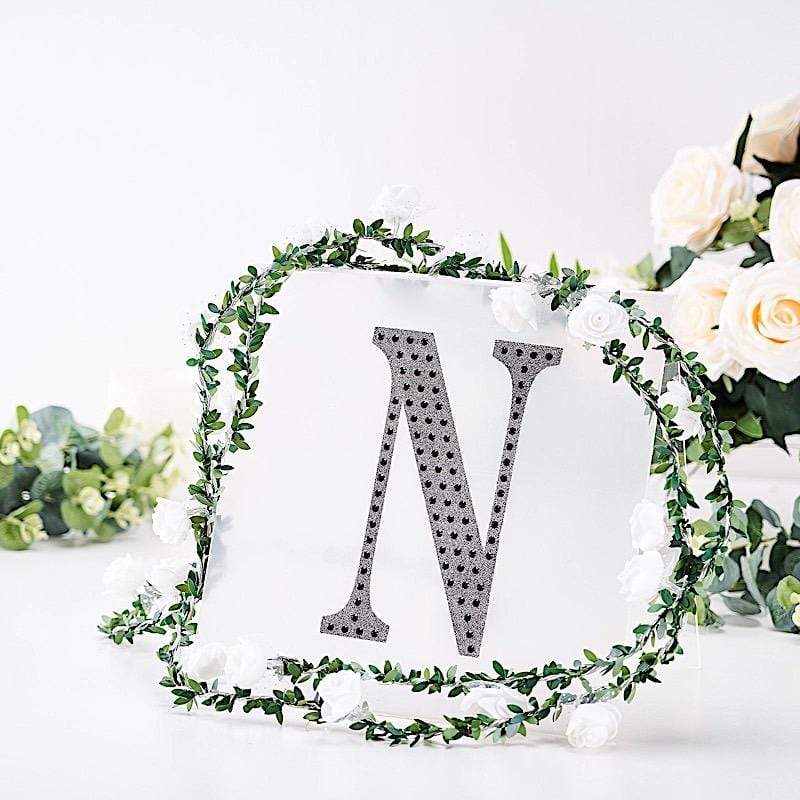 8 in Letter Black Self-Adhesive Rhinestones Gems Sticker