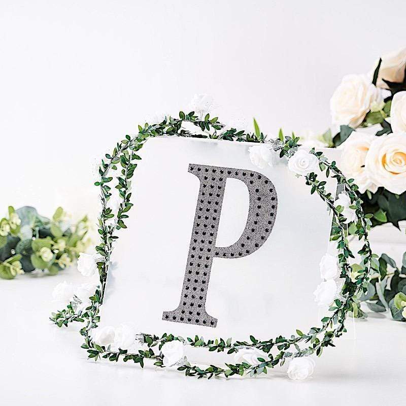 8 in Letter Black Self-Adhesive Rhinestones Gems Sticker
