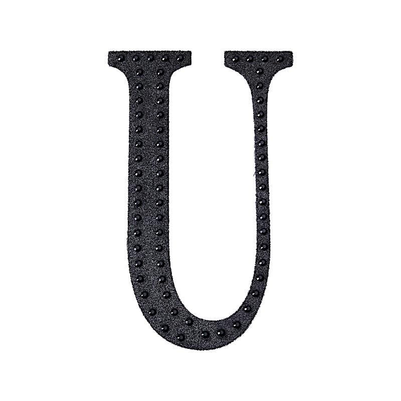 8 in Letter Black Self-Adhesive Rhinestones Gems Sticker