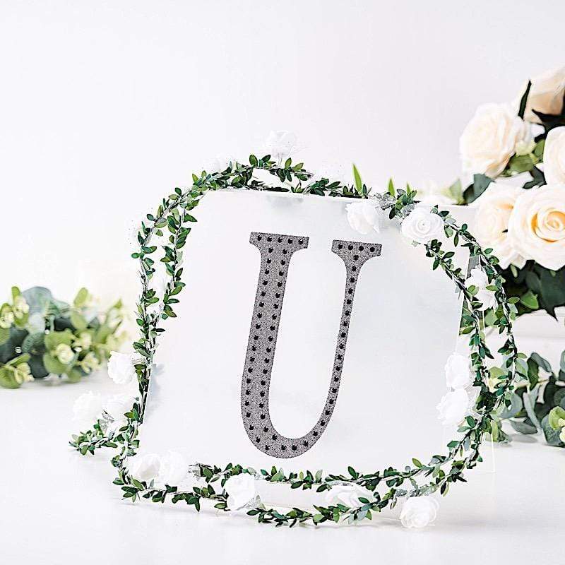 8 in Letter Black Self-Adhesive Rhinestones Gems Sticker