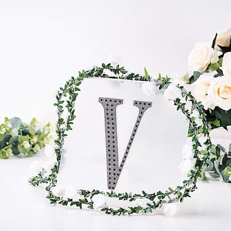 8 in Letter Black Self-Adhesive Rhinestones Gems Sticker