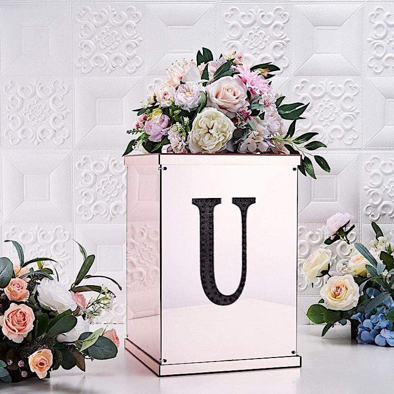 8 in Letter Black Self-Adhesive Rhinestones Gems Sticker