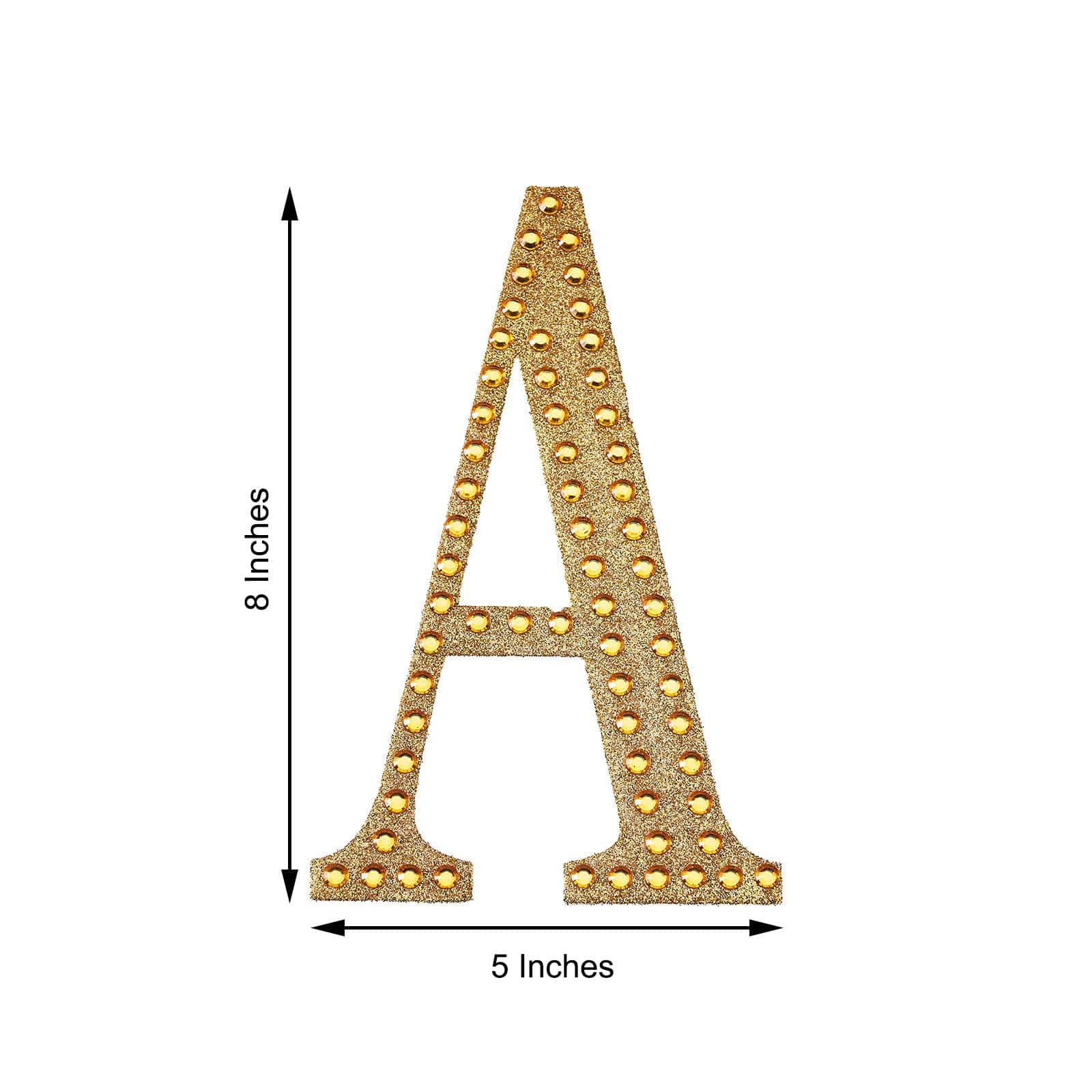 8 in Letter Gold Self-Adhesive Rhinestones Gems Sticker