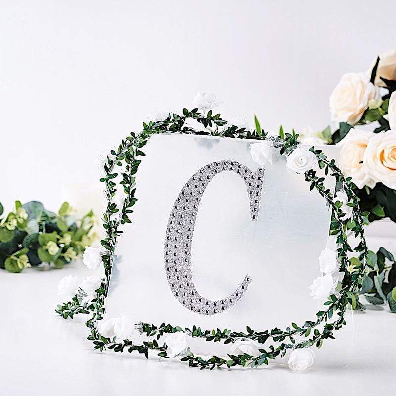 8 in Letter Silver Self-Adhesive Rhinestones Gems Sticker