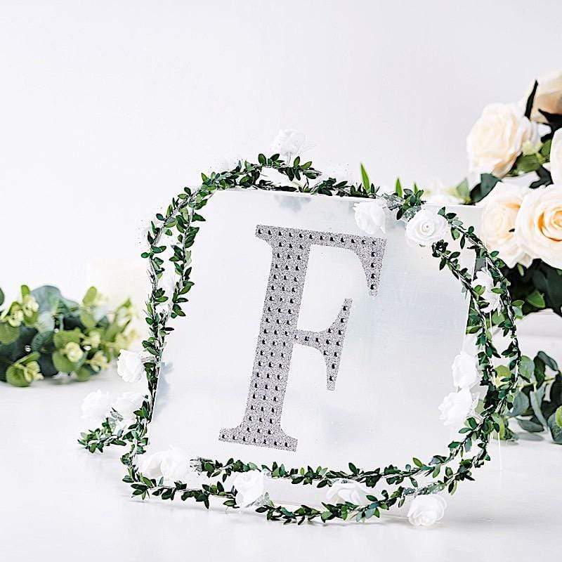 8 in Letter Silver Self-Adhesive Rhinestones Gems Sticker