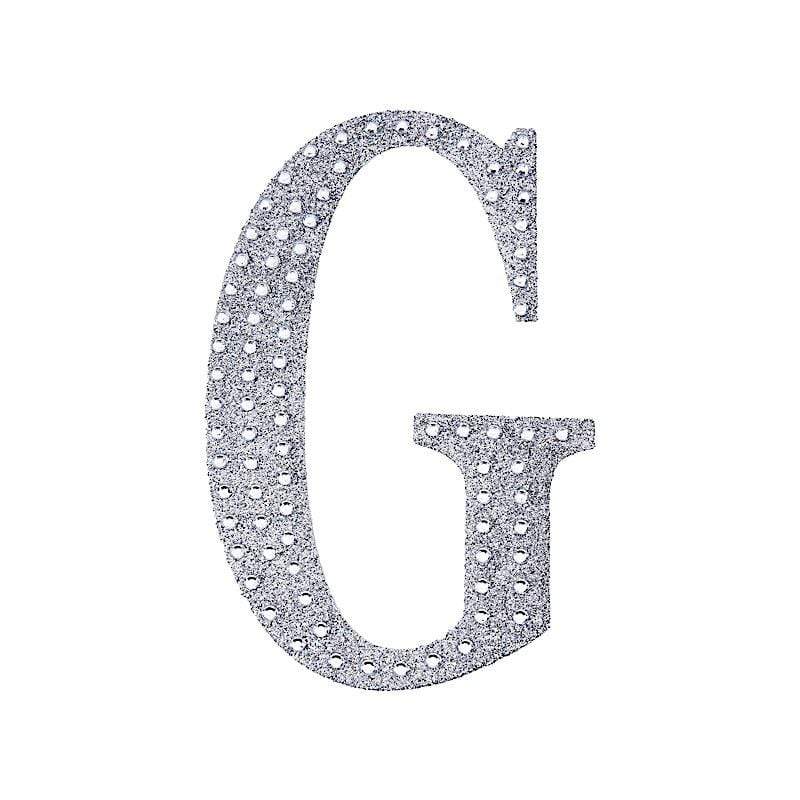 8 in Letter Silver Self-Adhesive Rhinestones Gems Sticker