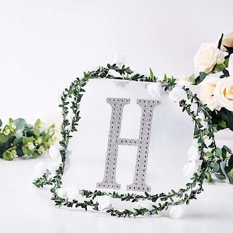 8 in Letter Silver Self-Adhesive Rhinestones Gems Sticker