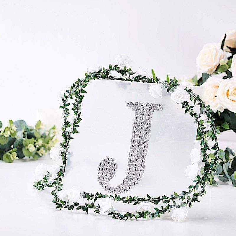 8 in Letter Silver Self-Adhesive Rhinestones Gems Sticker