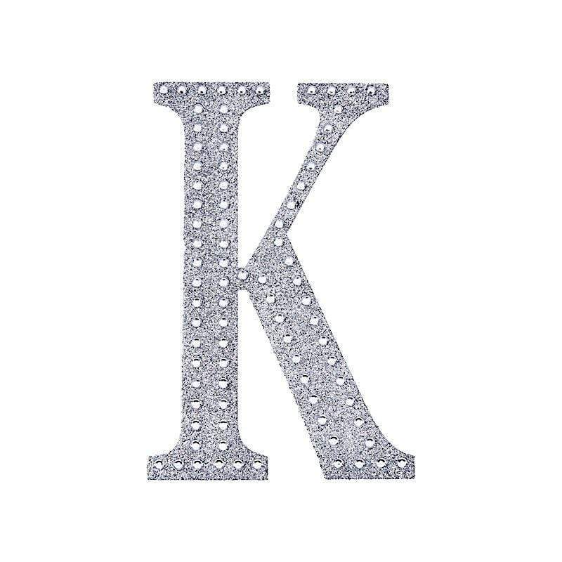 8 in Letter Silver Self-Adhesive Rhinestones Gems Sticker