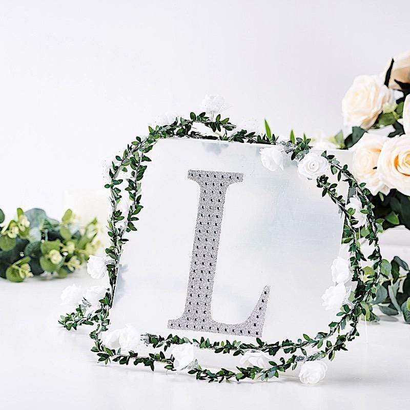 8 in Letter Silver Self-Adhesive Rhinestones Gems Sticker
