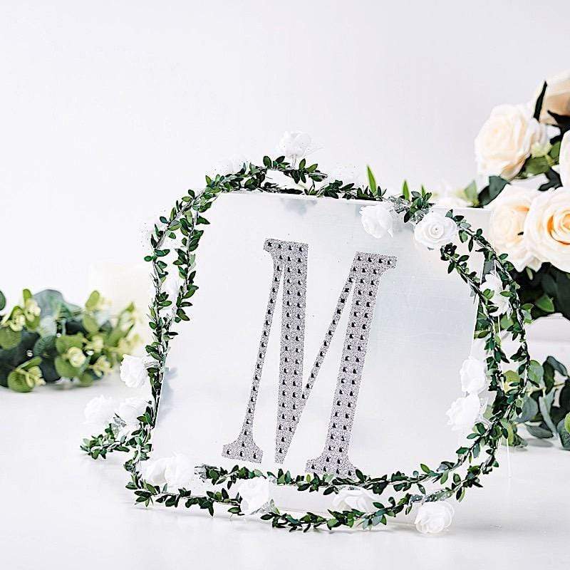 8 in Letter Silver Self-Adhesive Rhinestones Gems Sticker