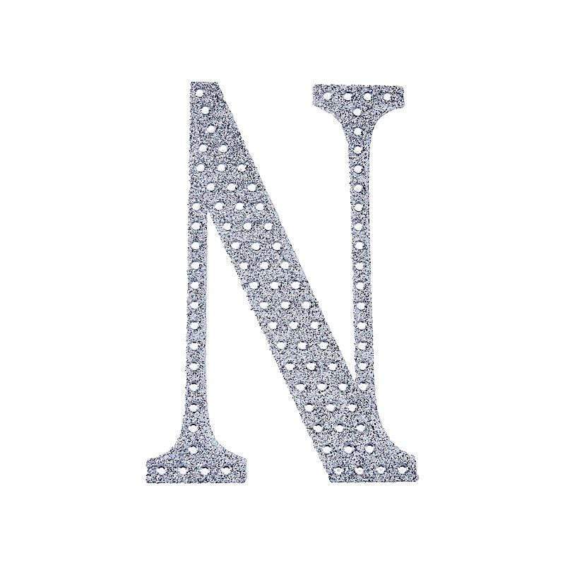 8 in Letter Silver Self-Adhesive Rhinestones Gems Sticker