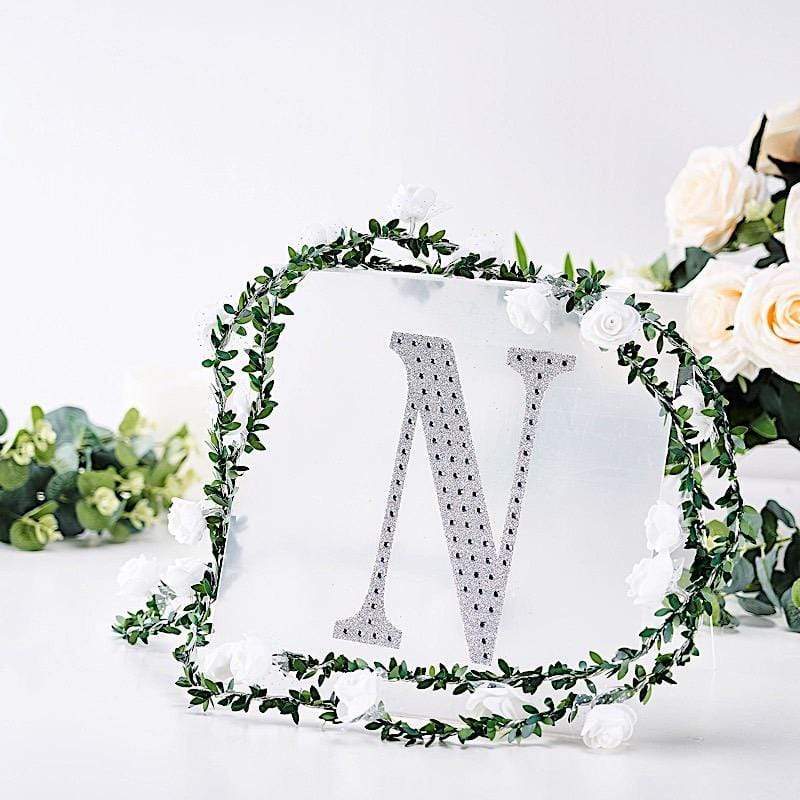 8 in Letter Silver Self-Adhesive Rhinestones Gems Sticker