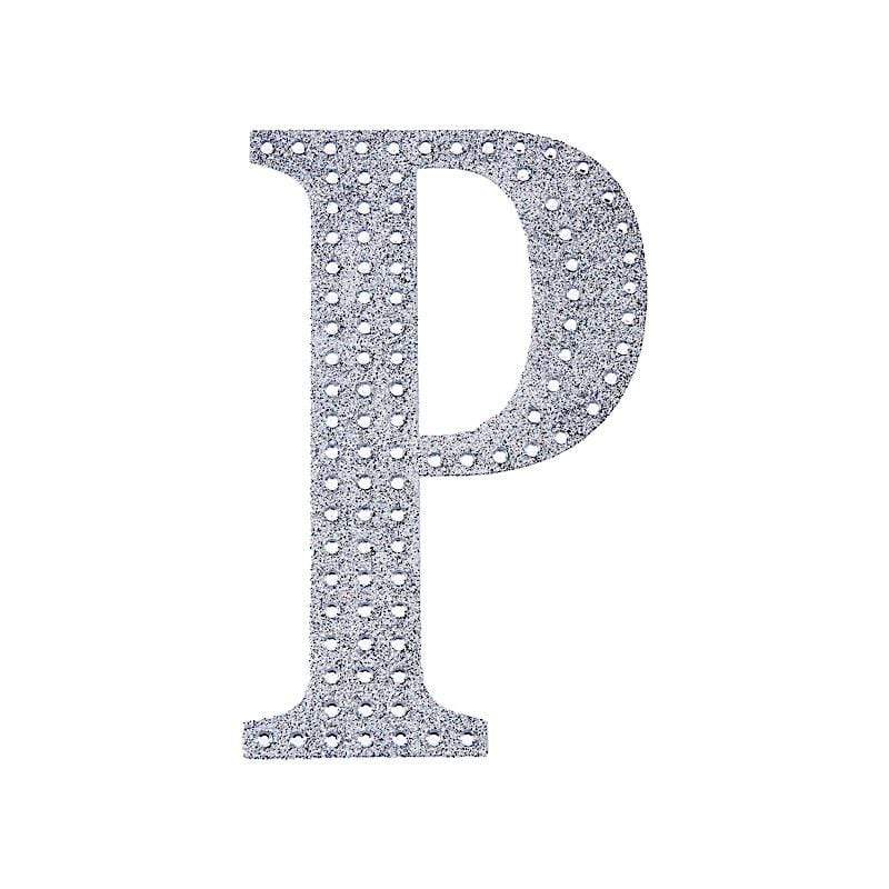 8 in Letter Silver Self-Adhesive Rhinestones Gems Sticker