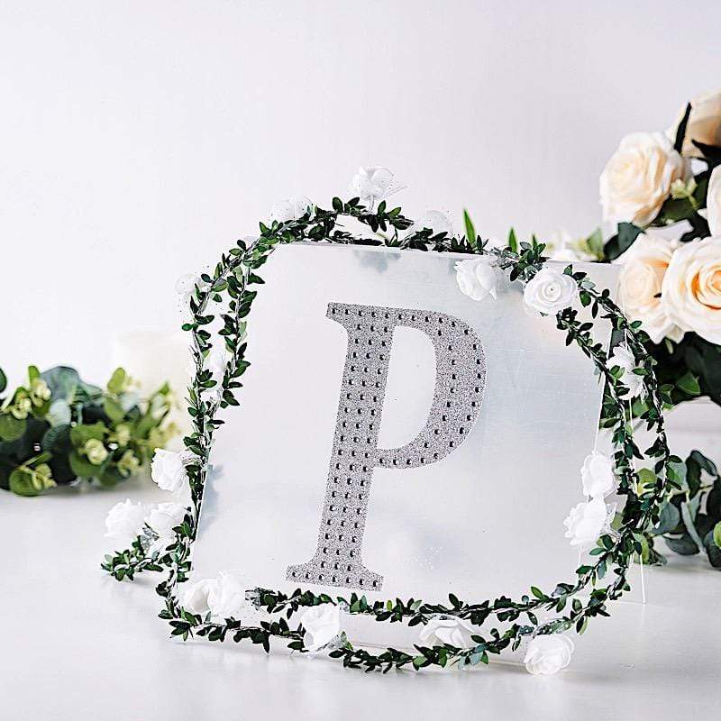 8 in Letter Silver Self-Adhesive Rhinestones Gems Sticker