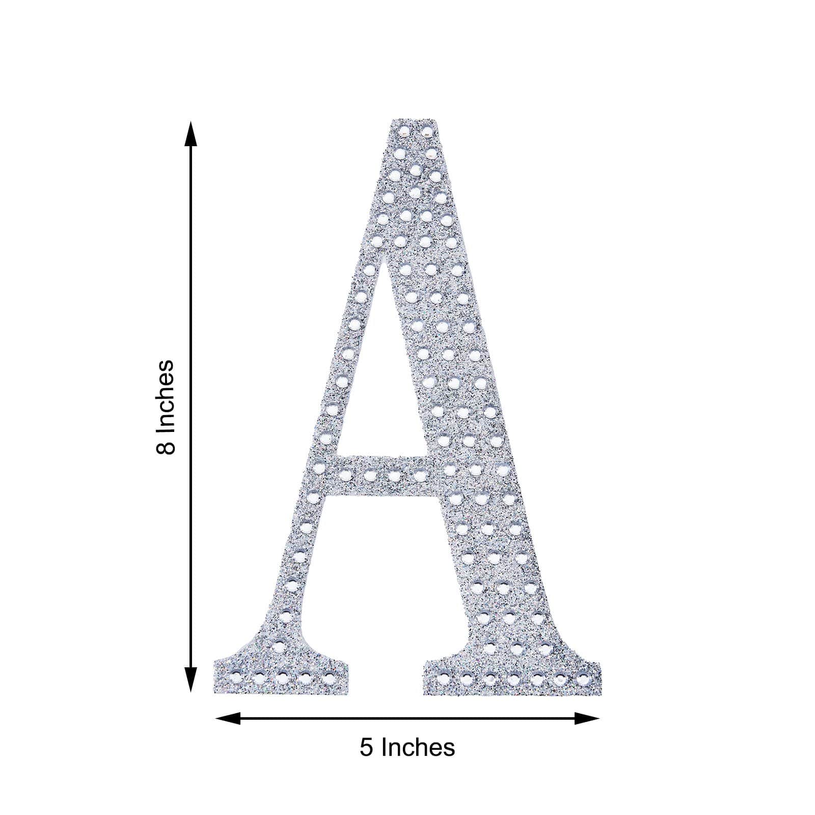 8 in Letter Silver Self-Adhesive Rhinestones Gems Sticker