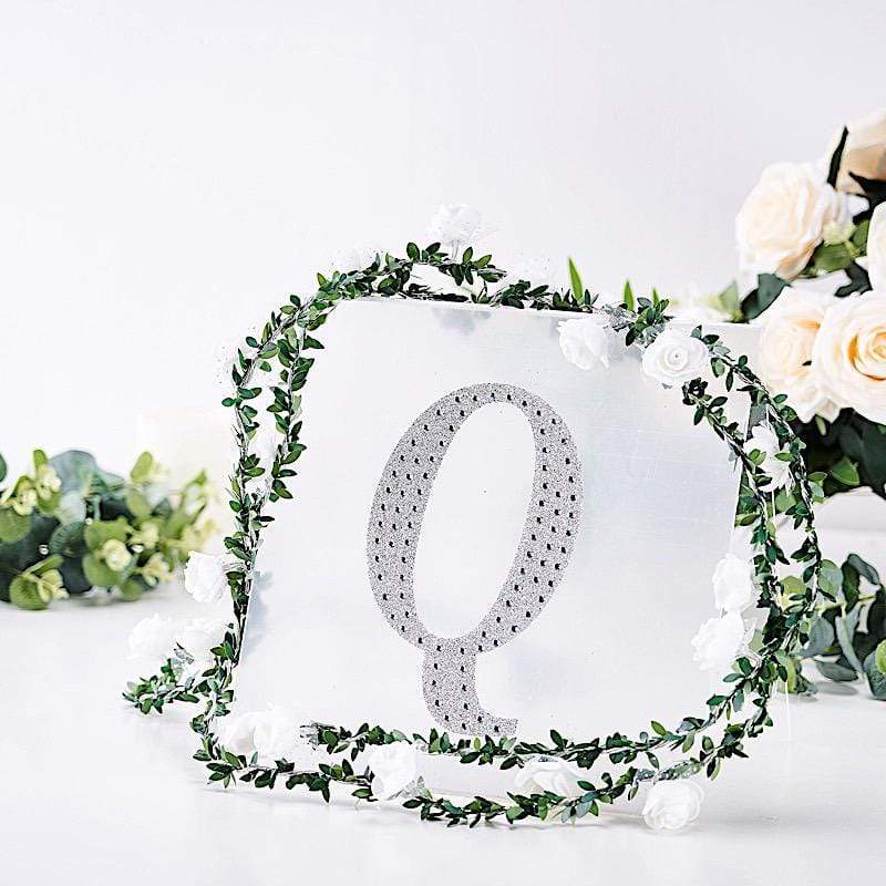 8 in Letter Silver Self-Adhesive Rhinestones Gems Sticker