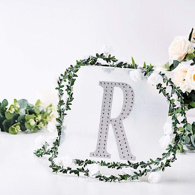 8 in Letter Silver Self-Adhesive Rhinestones Gems Sticker