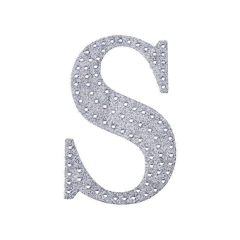 8 in Letter Silver Self-Adhesive Rhinestones Gems Sticker