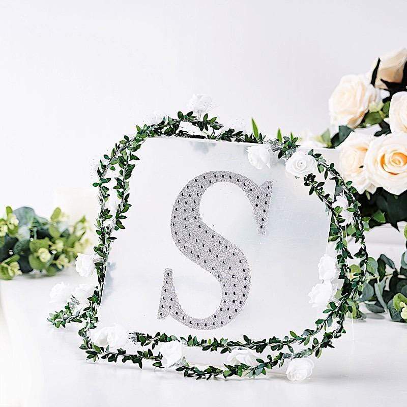 8 in Letter Silver Self-Adhesive Rhinestones Gems Sticker