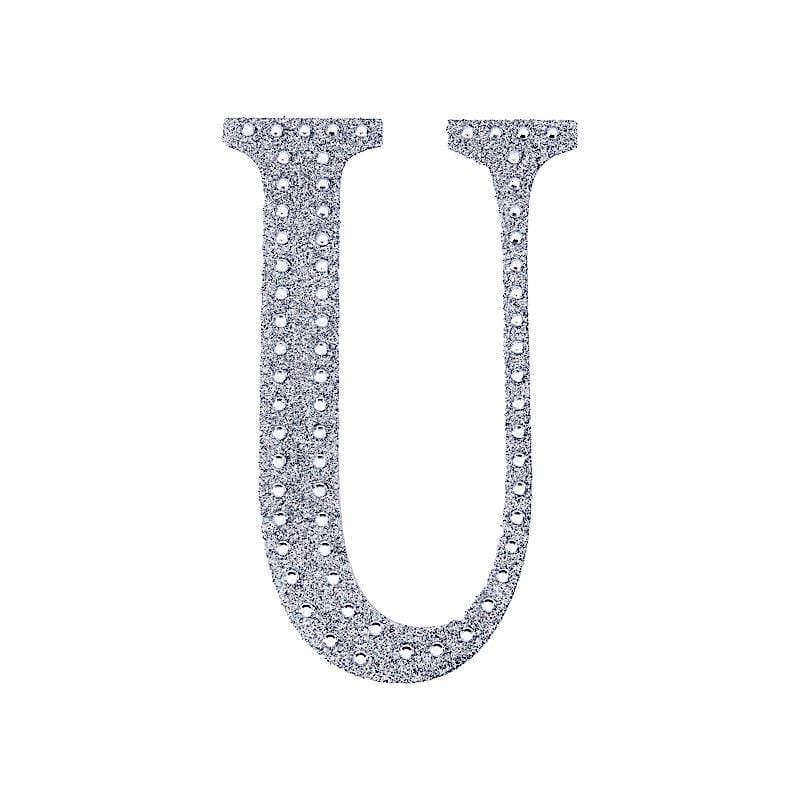 8 in Letter Silver Self-Adhesive Rhinestones Gems Sticker