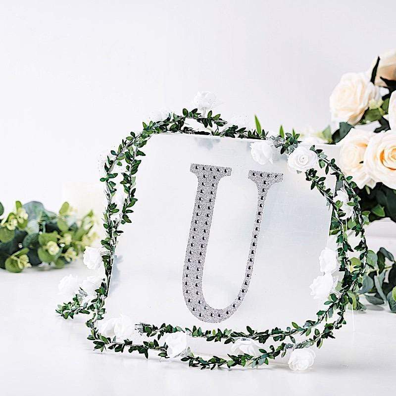 8 in Letter Silver Self-Adhesive Rhinestones Gems Sticker