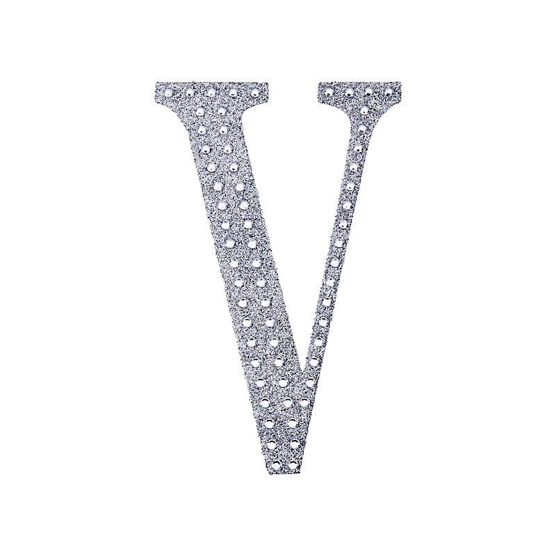 8 in Letter Silver Self-Adhesive Rhinestones Gems Sticker