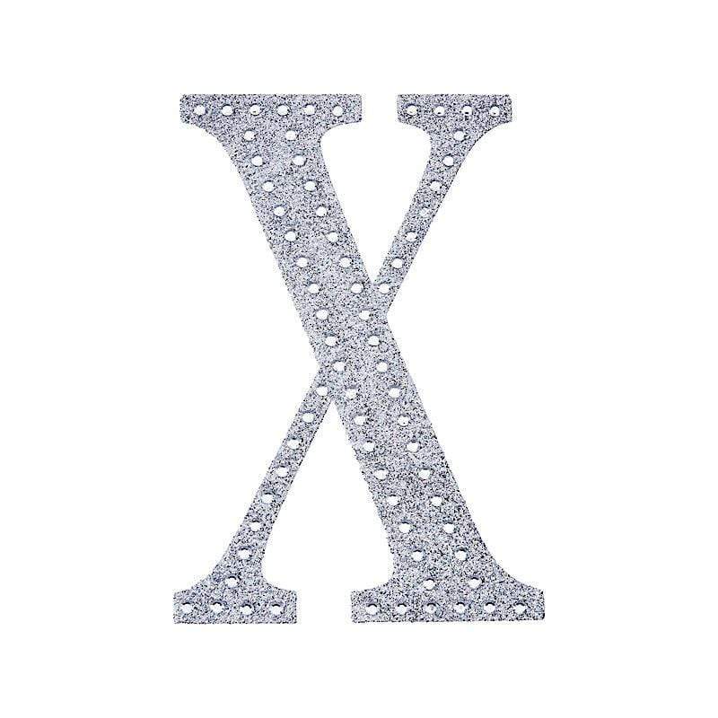 8 in Letter Silver Self-Adhesive Rhinestones Gems Sticker