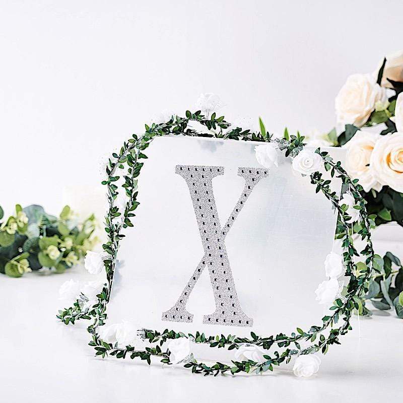 8 in Letter Silver Self-Adhesive Rhinestones Gems Sticker