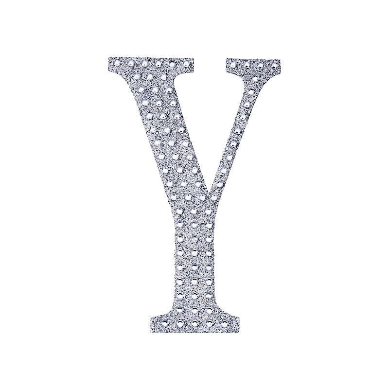 8 in Letter Silver Self-Adhesive Rhinestones Gems Sticker
